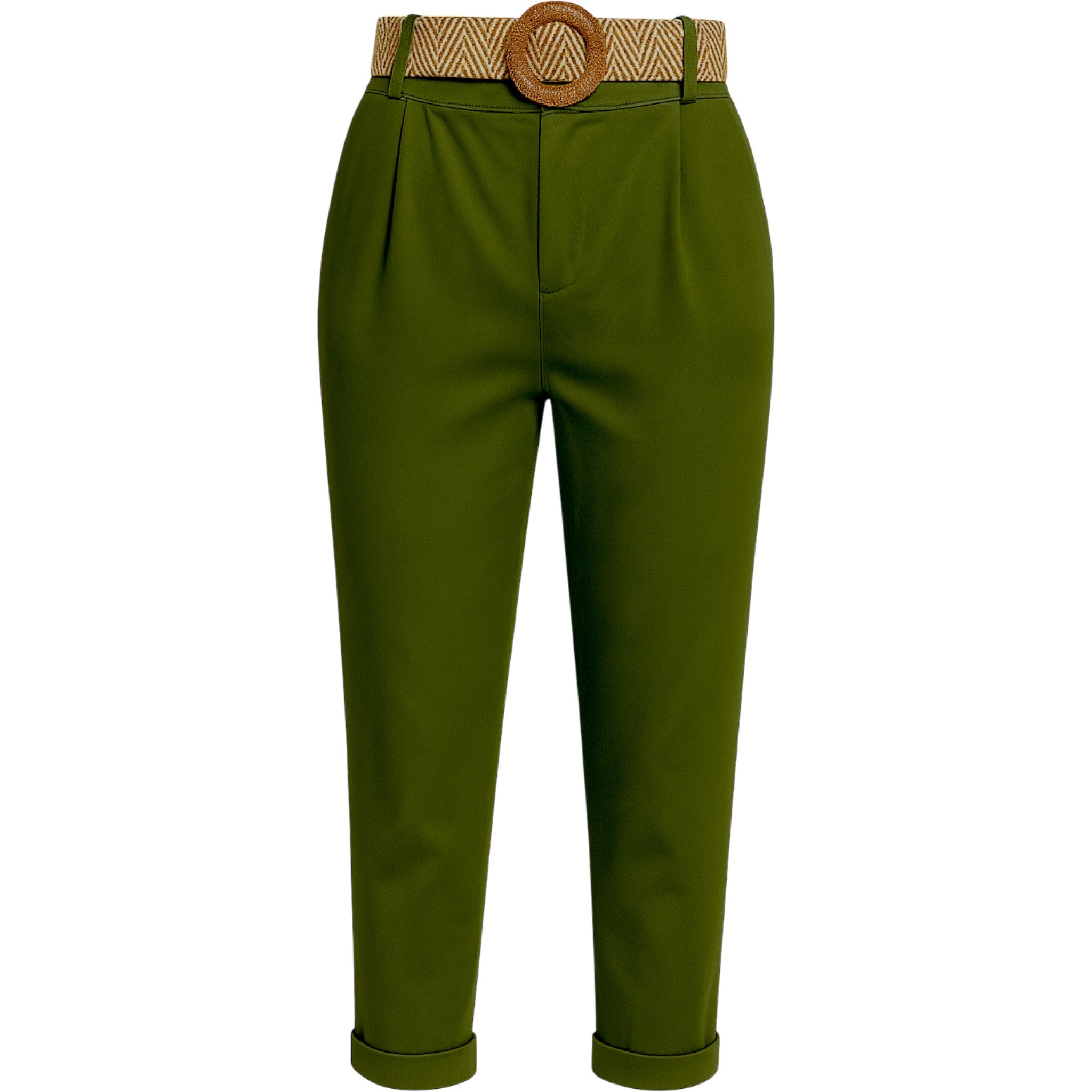 Ladies Italian Cropped Chino Trousers with Belt